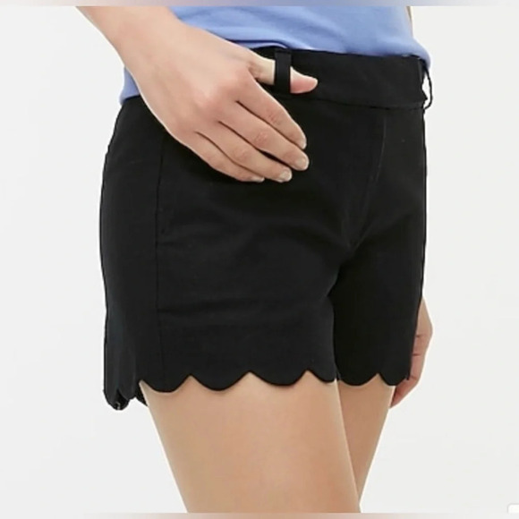 J Crew Factory Scalloped Black Shorts, NWT, Size 14, - Picture 1 of 7